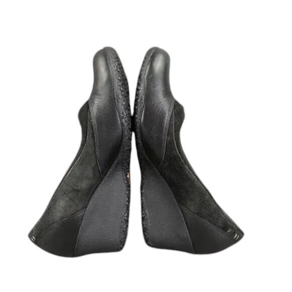 Merrell Shoes Womens 9.5 Wedge Slip On Fashion Classic Leather Lotus Black Comfy - Picture 10 of 15